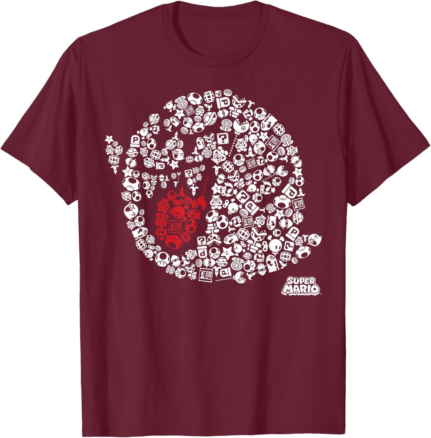 Nintendo Super Mario Iconic Boo Portrait Graphic T-Shirt - T-Shirt | Maroon