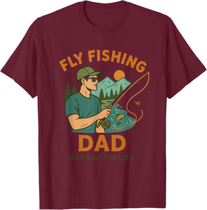 Fly Fishing Dad Gift Outdoor Fisherman Father's Day T-Shirt - T-Shirt | Maroon