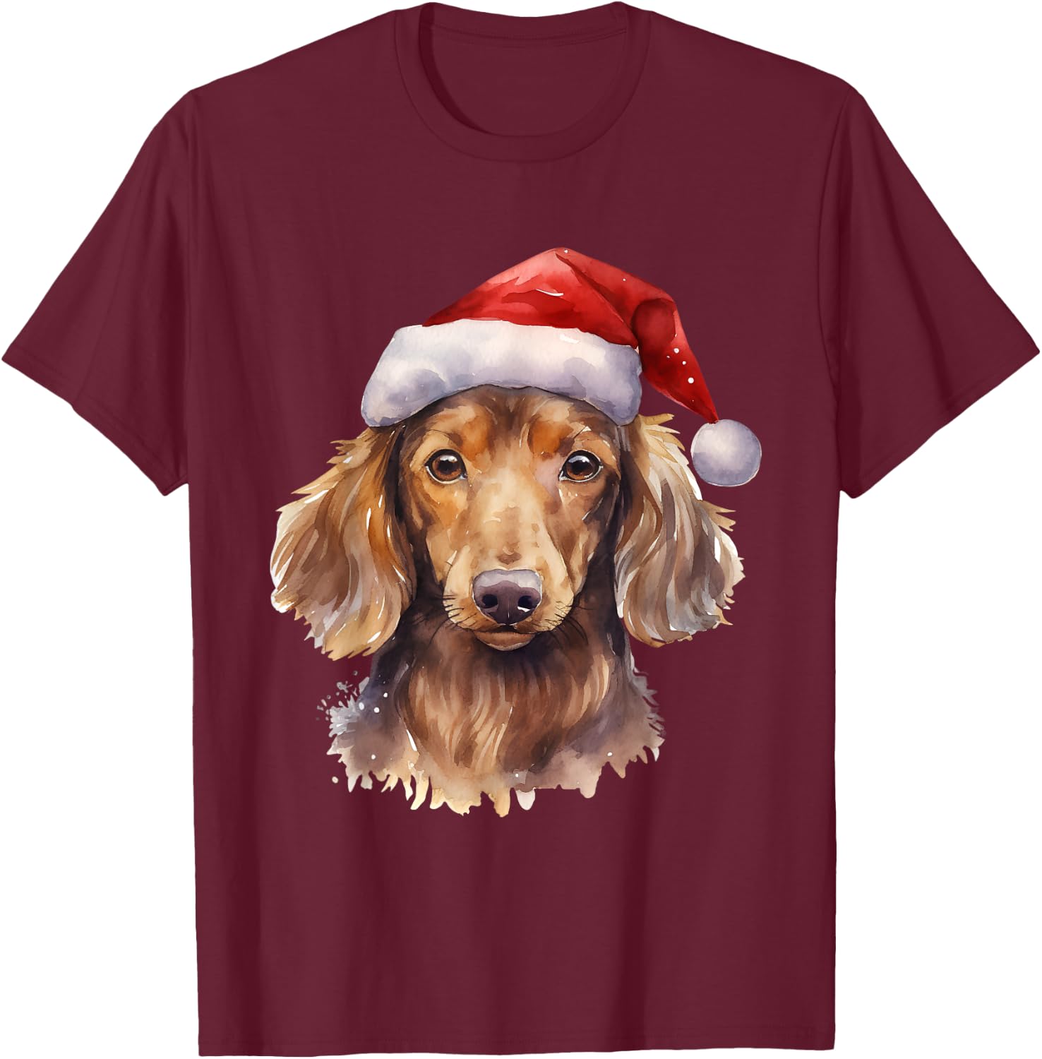 Dachshund Christmas Dog T-Shirt - T-Shirt | Maroon