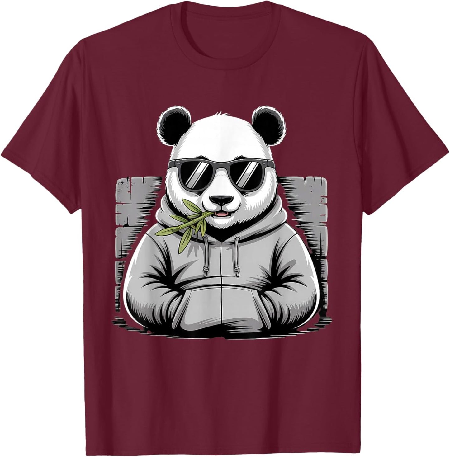 Panda with Sunglasses Graphic Motif Animal Funny Panda Bear T-Shirt - T-Shirt | Maroon
