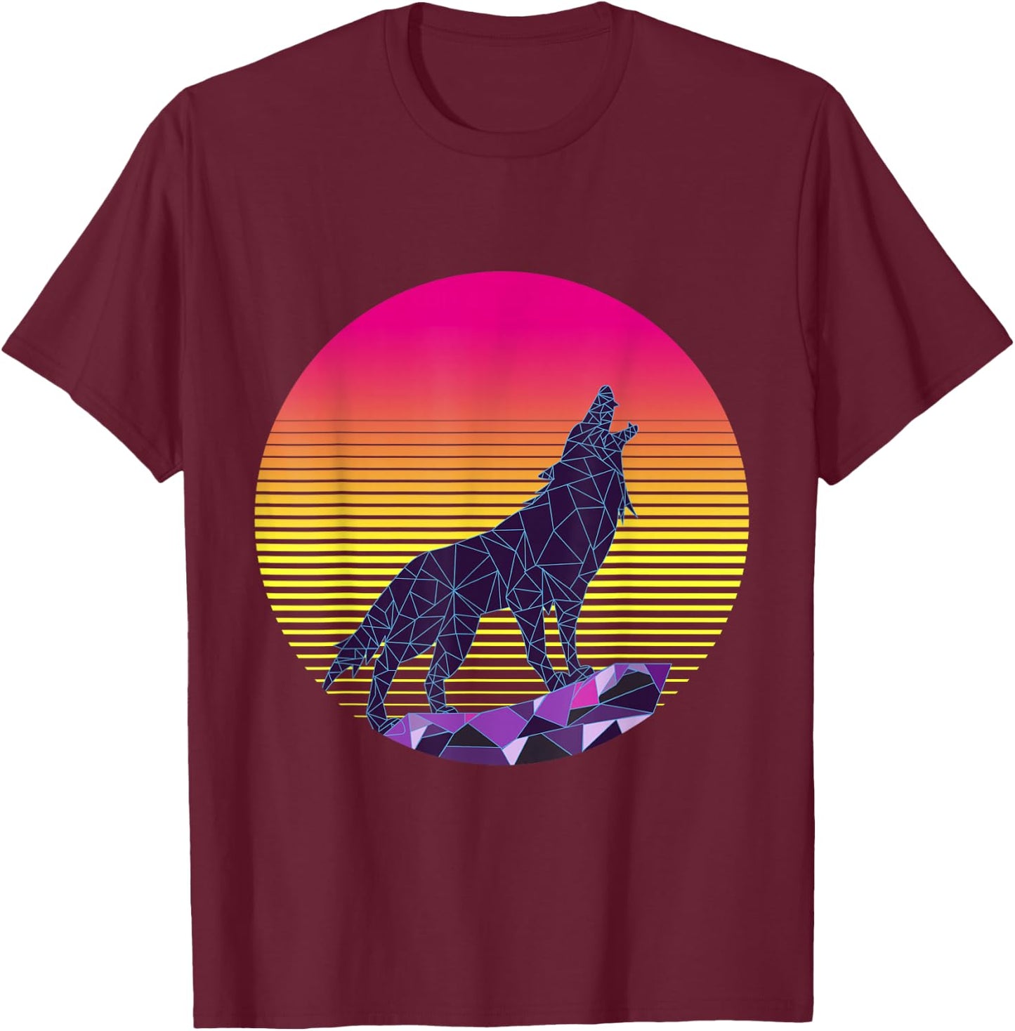 Wolf Shirt, 80s , Retro Vintage Shirt T-Shirt - T-Shirt | Maroon