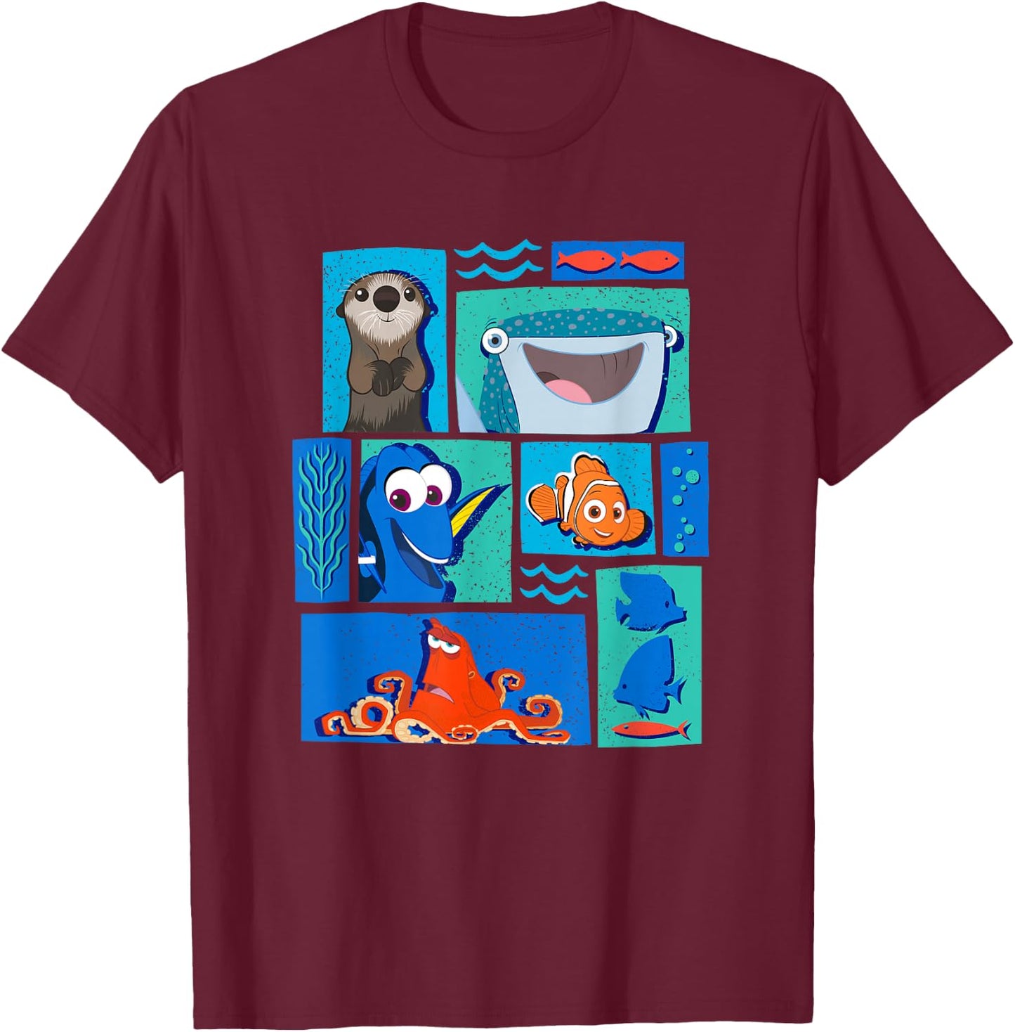 Disney Pixar Finding Dory Characters T-Shirt - T-Shirt | Maroon