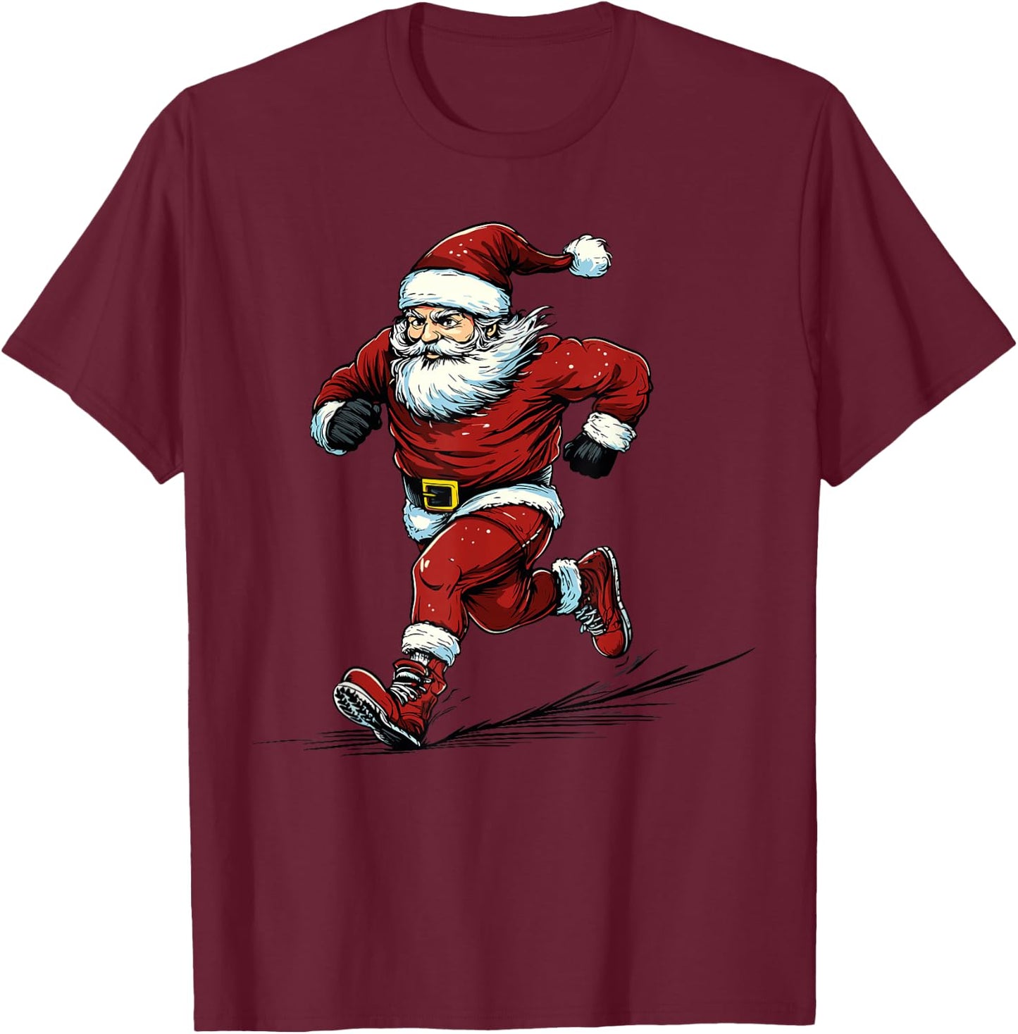 Santa Running Cross Country XC Runner Christmas Xmas Pajama T-Shirt - T-Shirt | Maroon