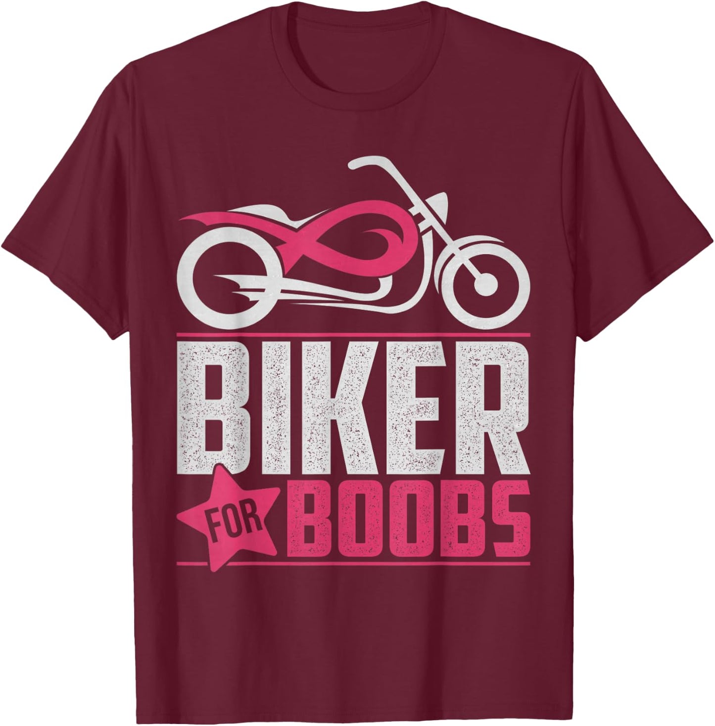 Biker For Boobs Against Breast Cancer Motorcycle T-Shirt - T-Shirt | Maroon