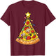 Pizza Christmas Tree Lights Xmas Boys Men Crustmas Pepperoni T-Shirt - T-Shirt | Maroon