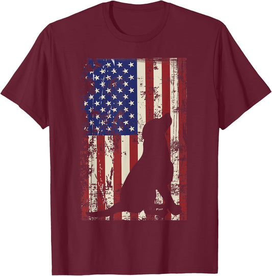 Patriotic Labrador 4th of July American Flag T-Shirt - T-Shirt | Maroon
