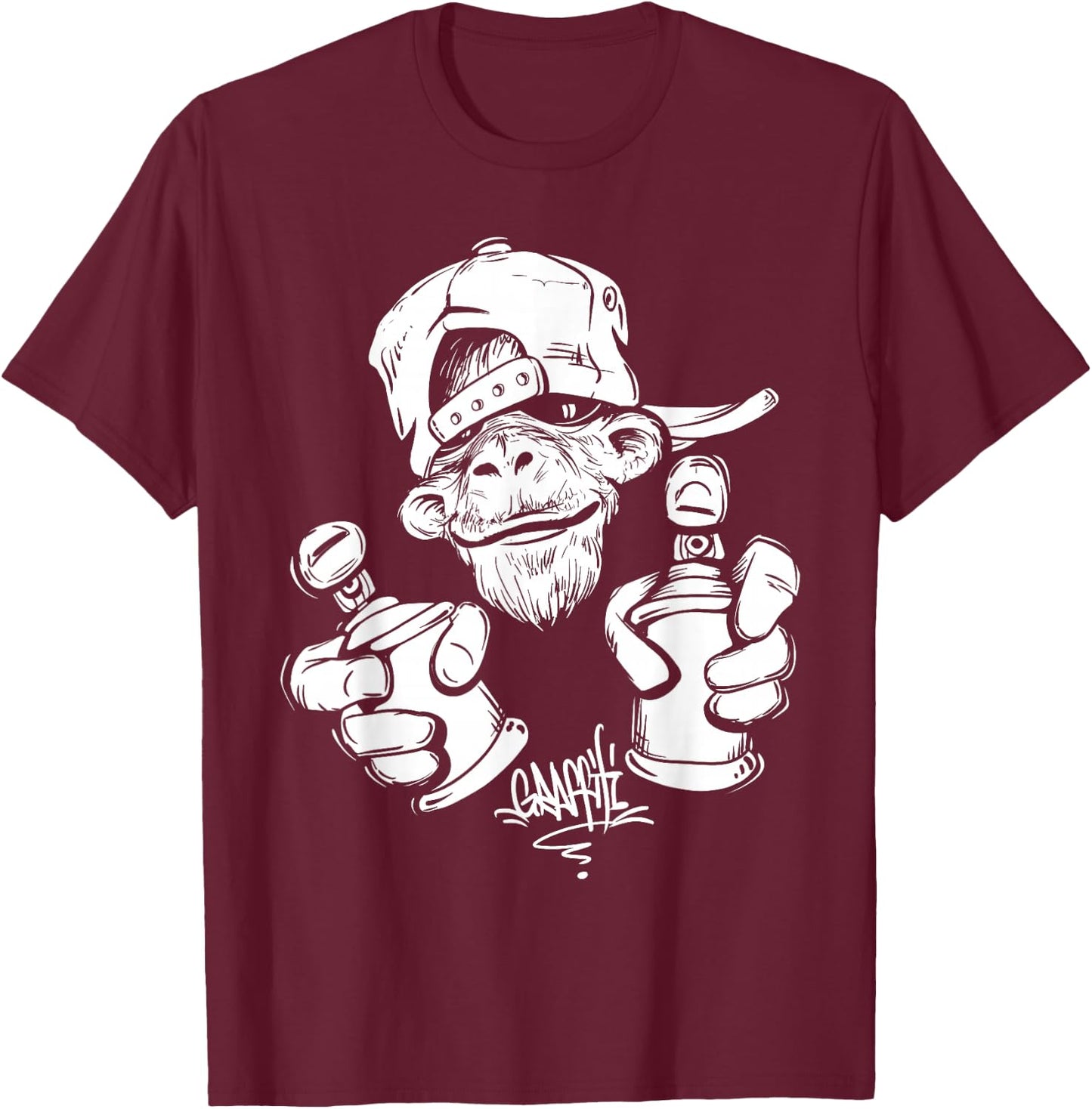 Monkey Graffiti Hip Hop Rap Music Ape Graphic Apparel Gift T-Shirt - T-Shirt | Maroon