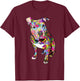 Pitbull Colorful Hippie Peace Sign Cute Pit Bull Lover Dog T-Shirt - T-Shirt | Maroon