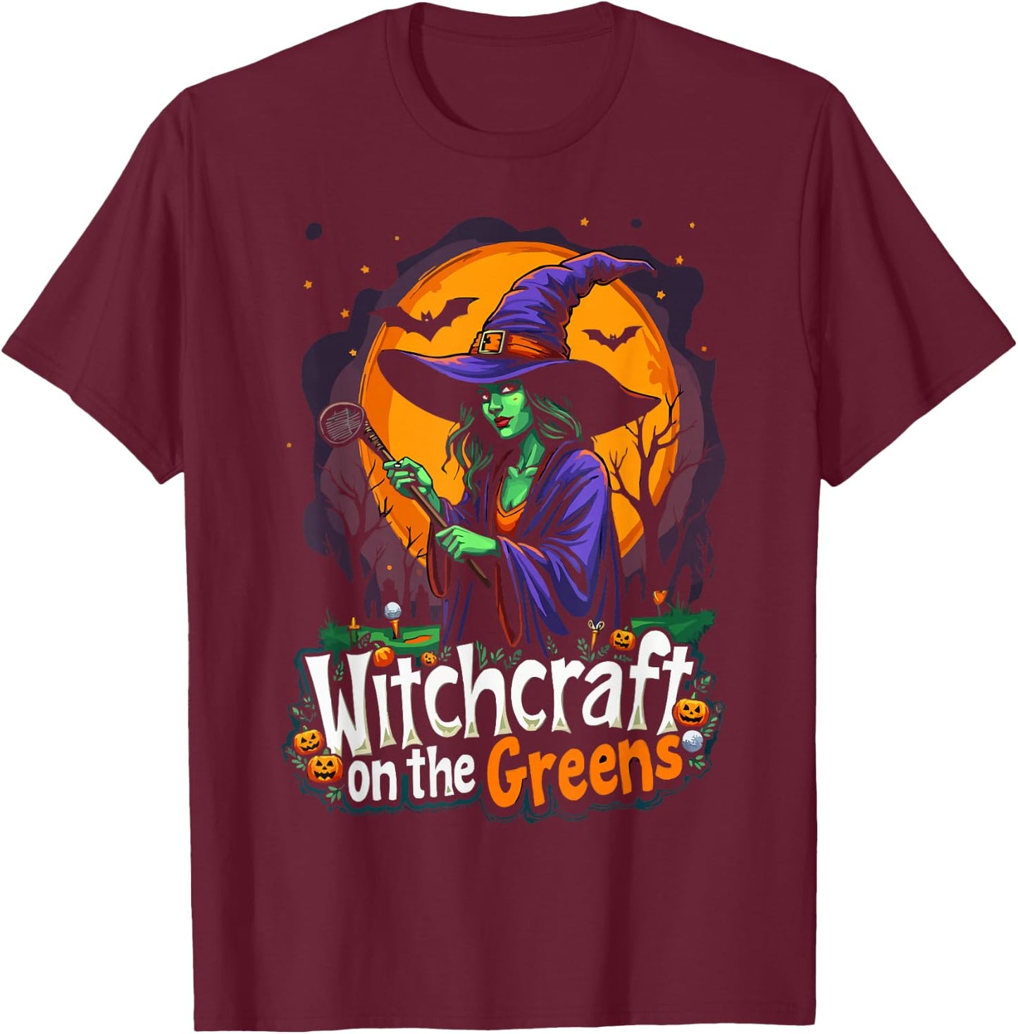 Golf Halloween Spooky Golf Player GolferTrick Or Treat T-Shirt - T-Shirt | Maroon