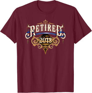 Retired Thin Blue Line American Flag Vintage Shirt T-Shirt - T-Shirt | Maroon