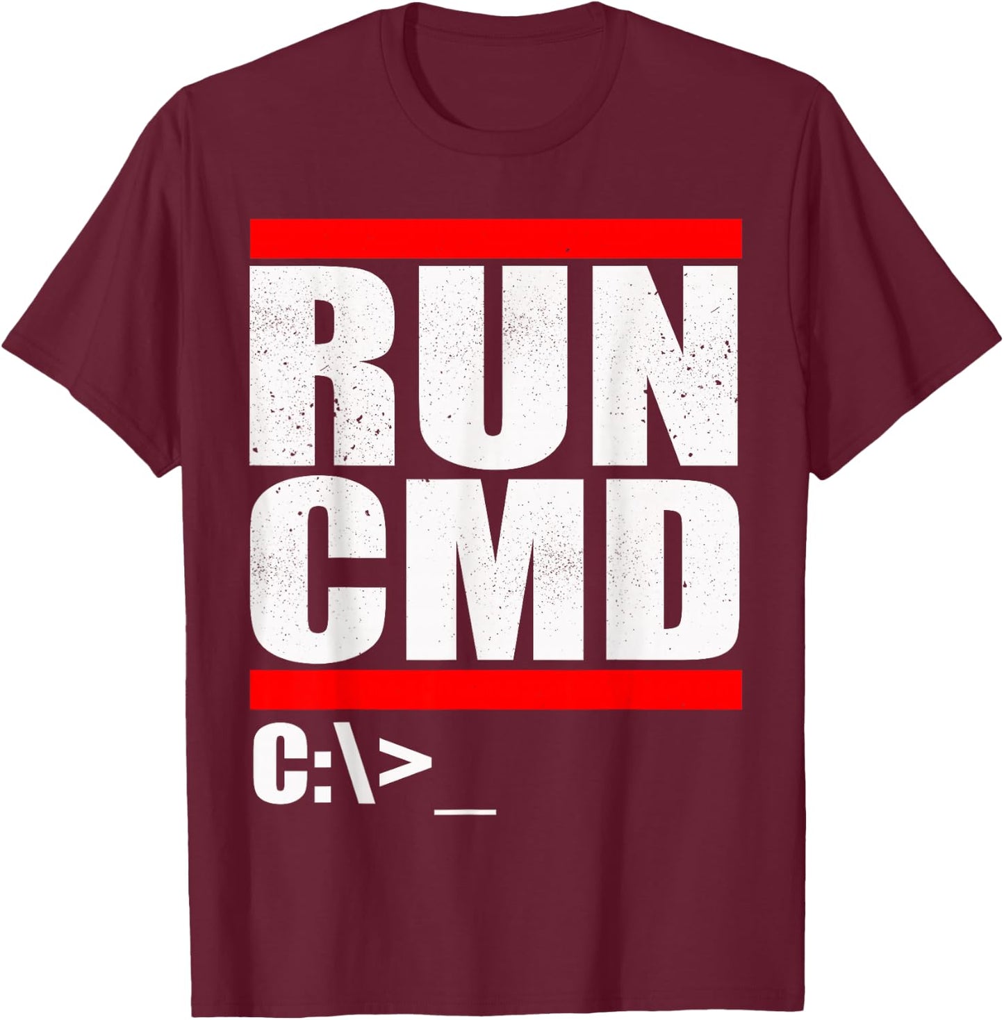 Run CMD Computer Nerd T Shirt T-Shirt - T-Shirt | Maroon