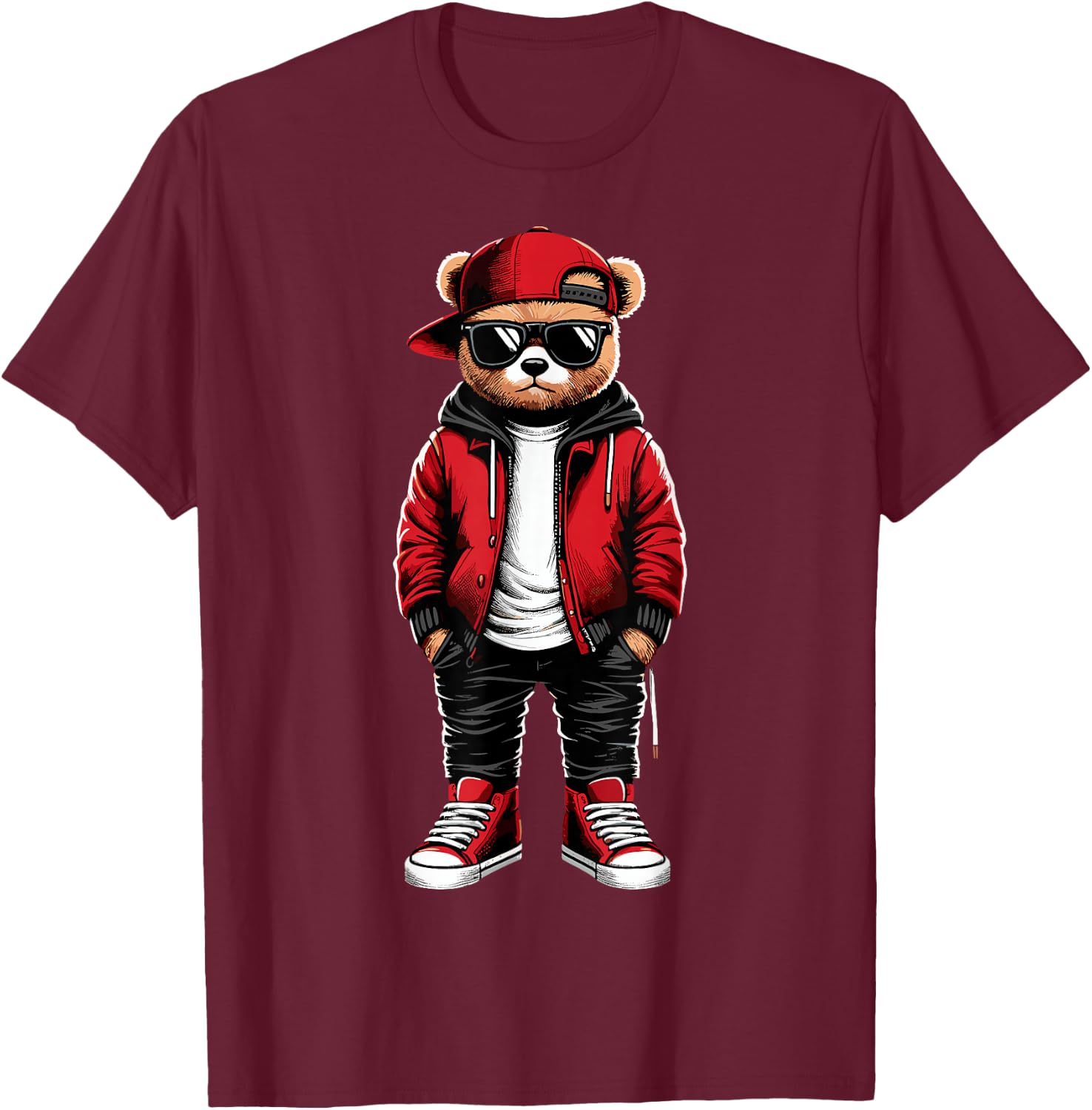 Hip Hop Teddy Bear Rap Music T-Shirt - T-Shirt | Maroon