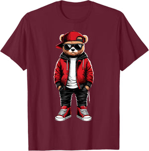 Hip Hop Teddy Bear Rap Music T-Shirt - T-Shirt | Maroon