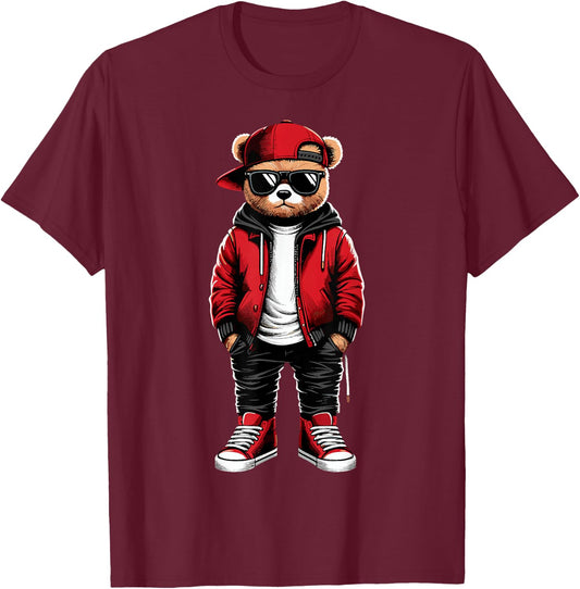 Hip Hop Teddy Bear Rap Music T-Shirt - T-Shirt | Maroon
