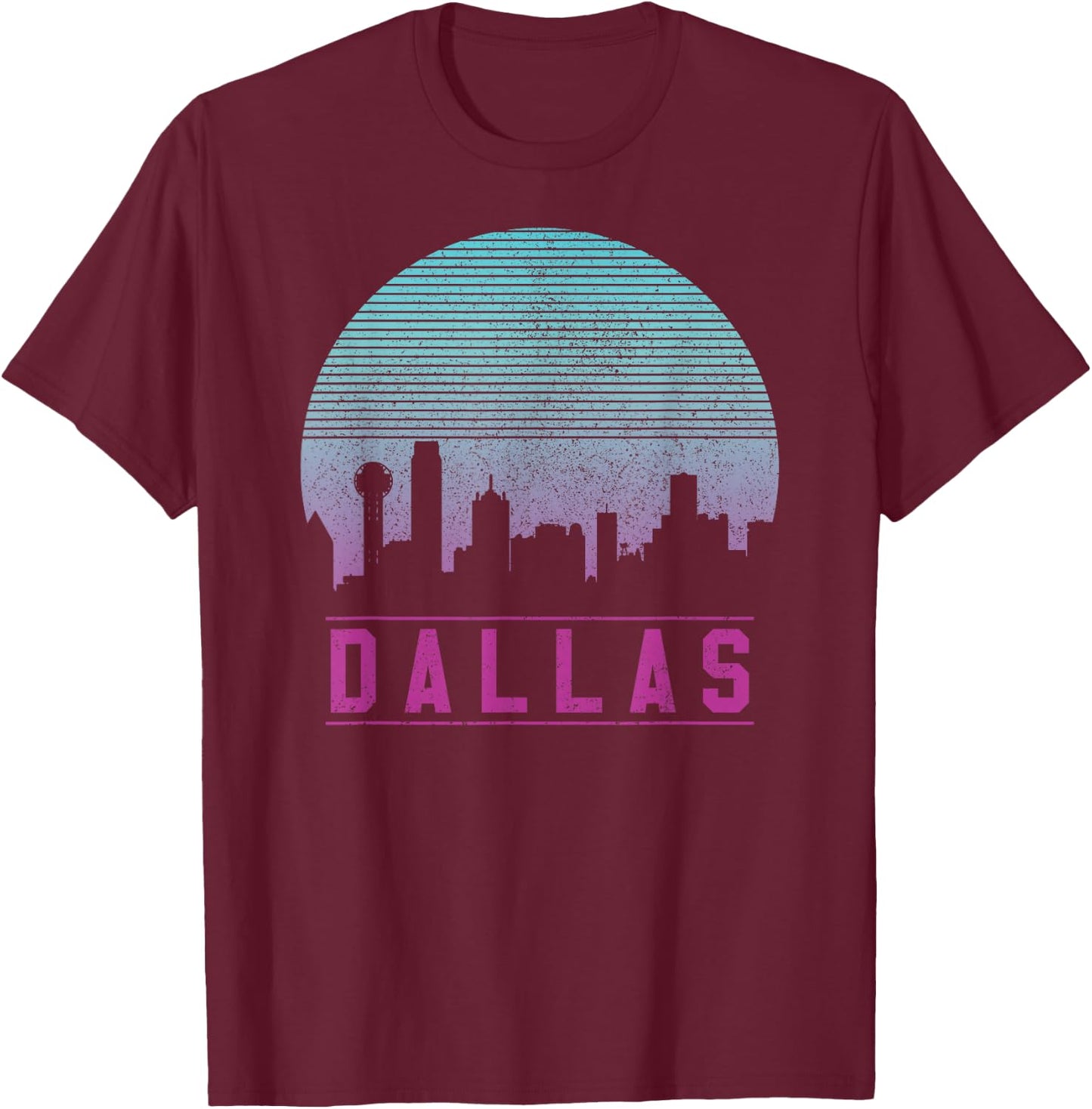 Dallas Skyline - Vintage Retro Texas Shirt Gift T-Shirt - T-Shirt | Maroon