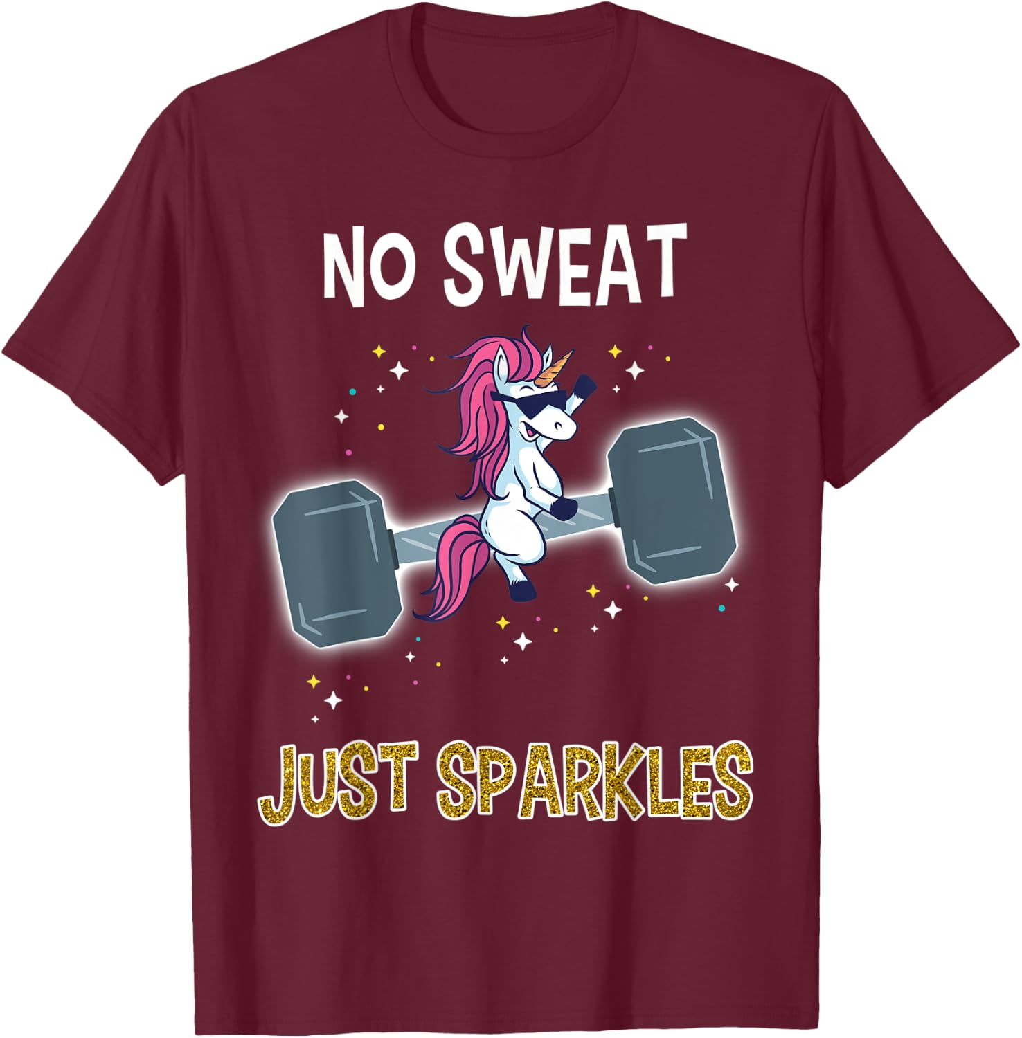 Unicorn Dumbbell Shirt Funny Unicorn Workout Gift T-Shirt - T-Shirt | Maroon