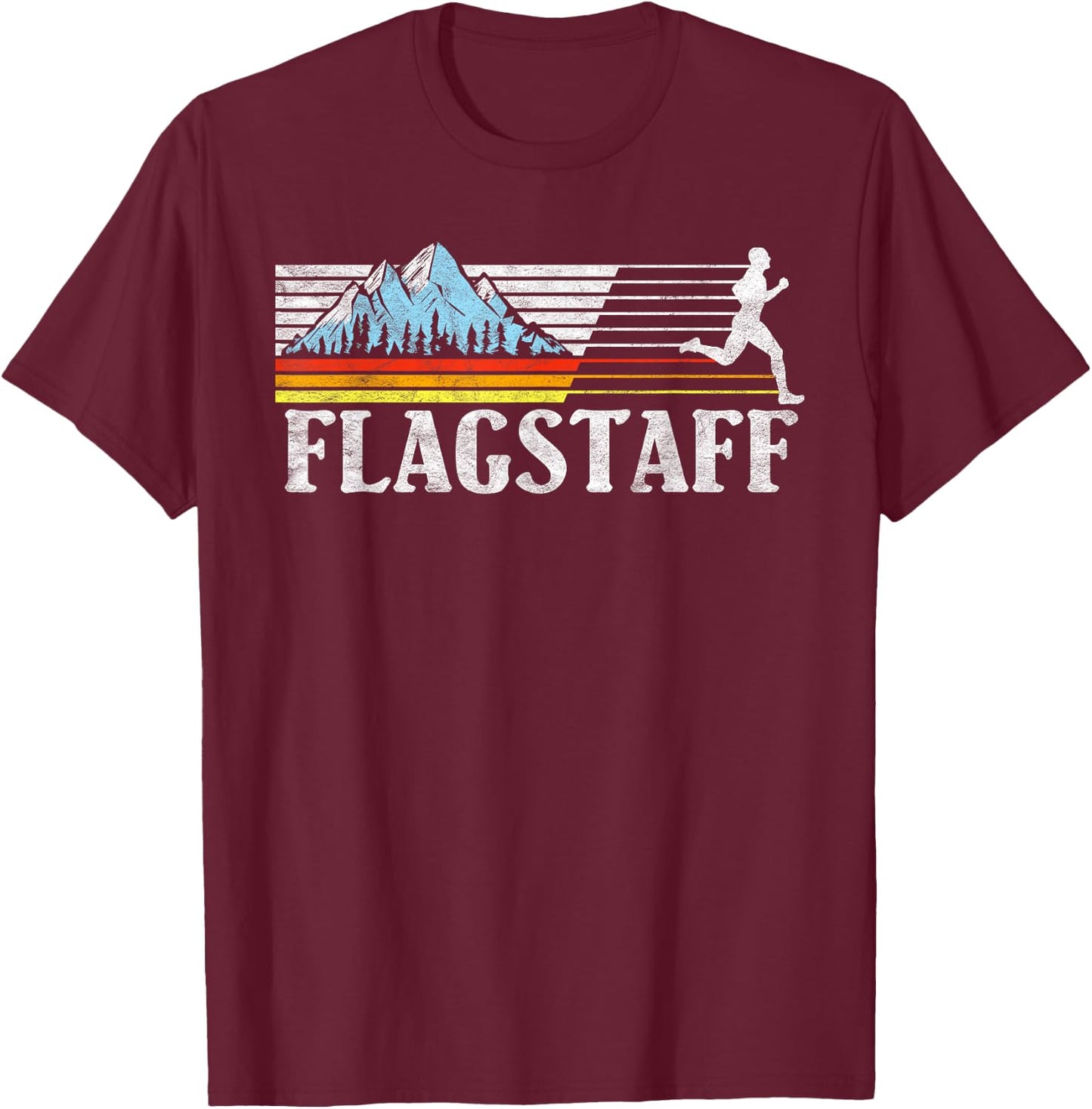 Flagstaff Trail Running Retro Mountains 80s Graphic T-Shirt - T-Shirt | Maroon