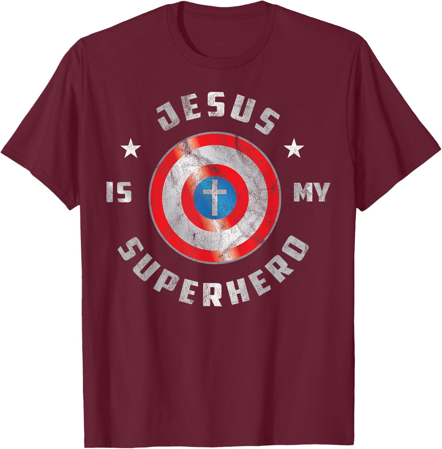 Jesus is My Superhero Fun Christian Religious T-Shirt - T-Shirt | Maroon