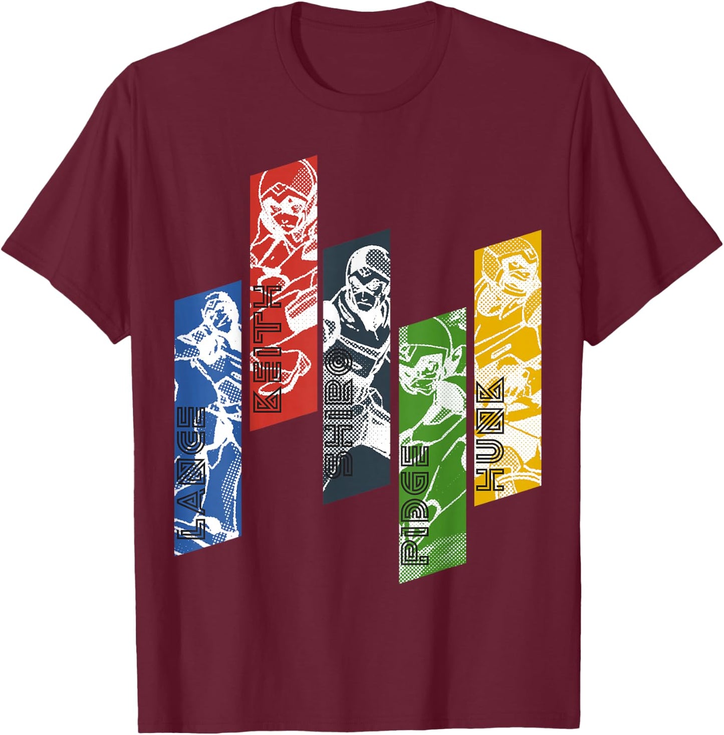 Voltron Legendary Defender 5 Lions with Names T-Shirt - T-Shirt | Maroon