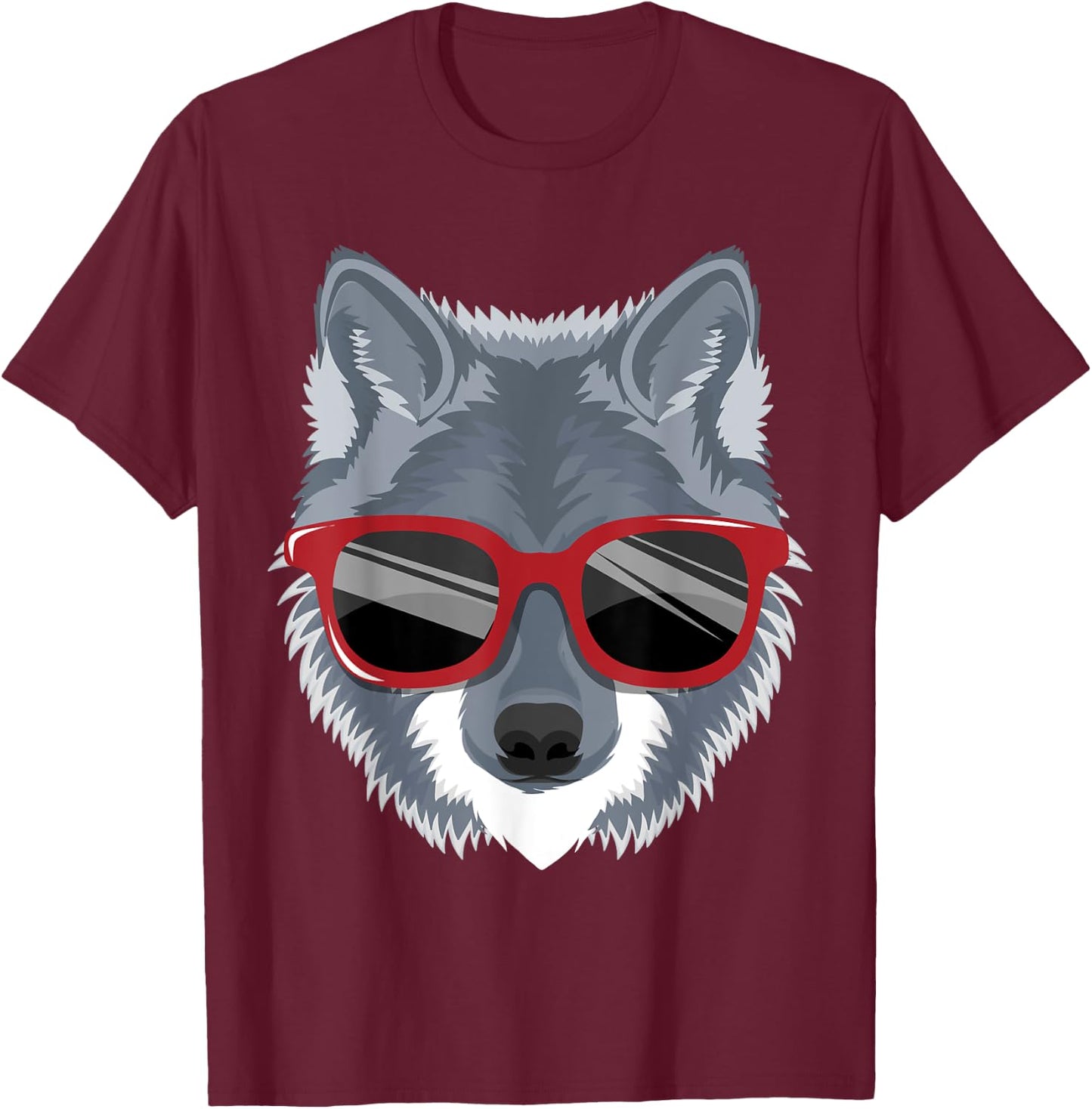 Wolf Shirt, 80s , Retro Vintage Shirt, Sunglasses T-Shirt - T-Shirt | Maroon
