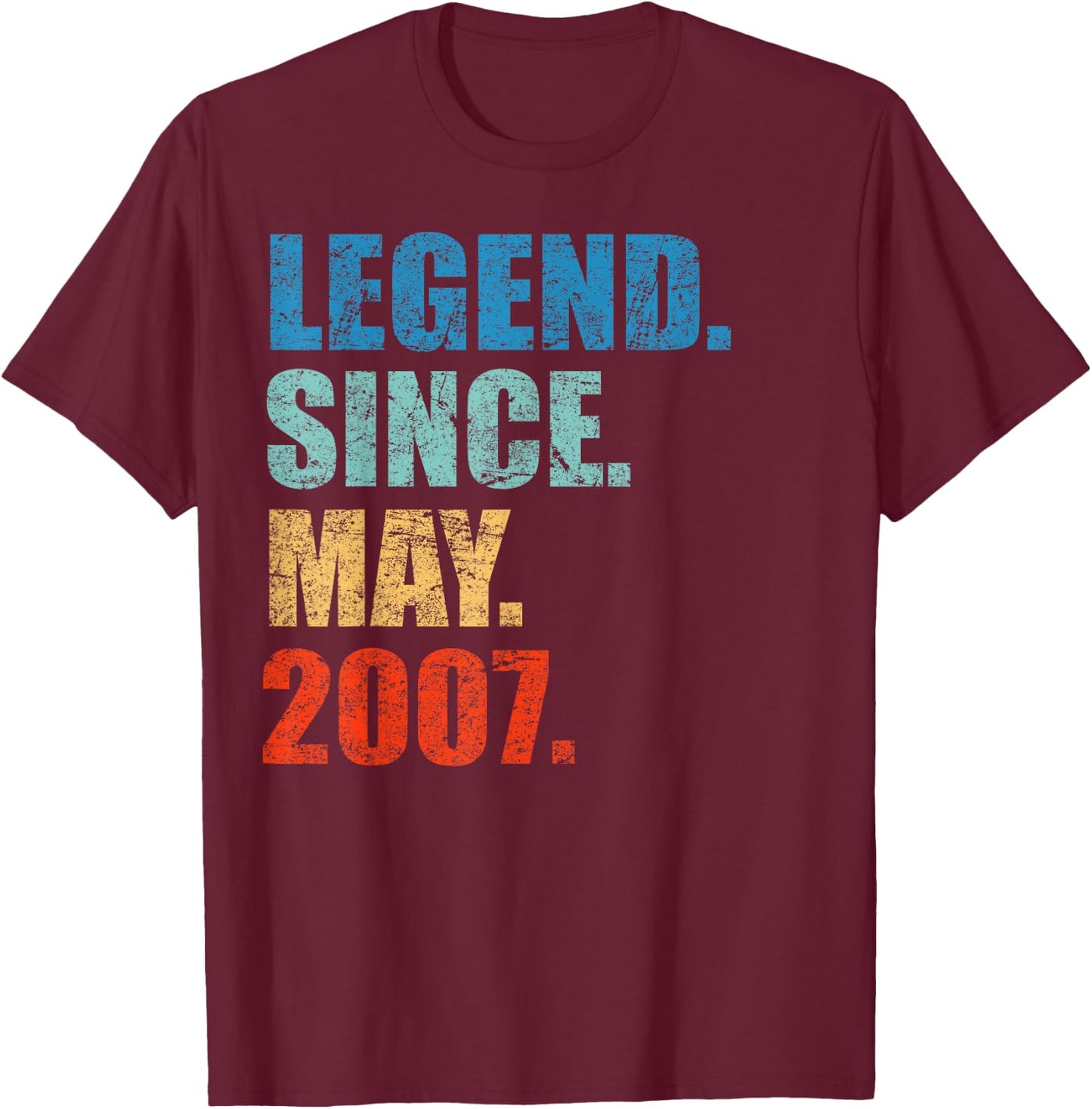 Legend Since May 2007 12th Birthday Gift 12 Years Old Shirt T-Shirt - T-Shirt | Maroon