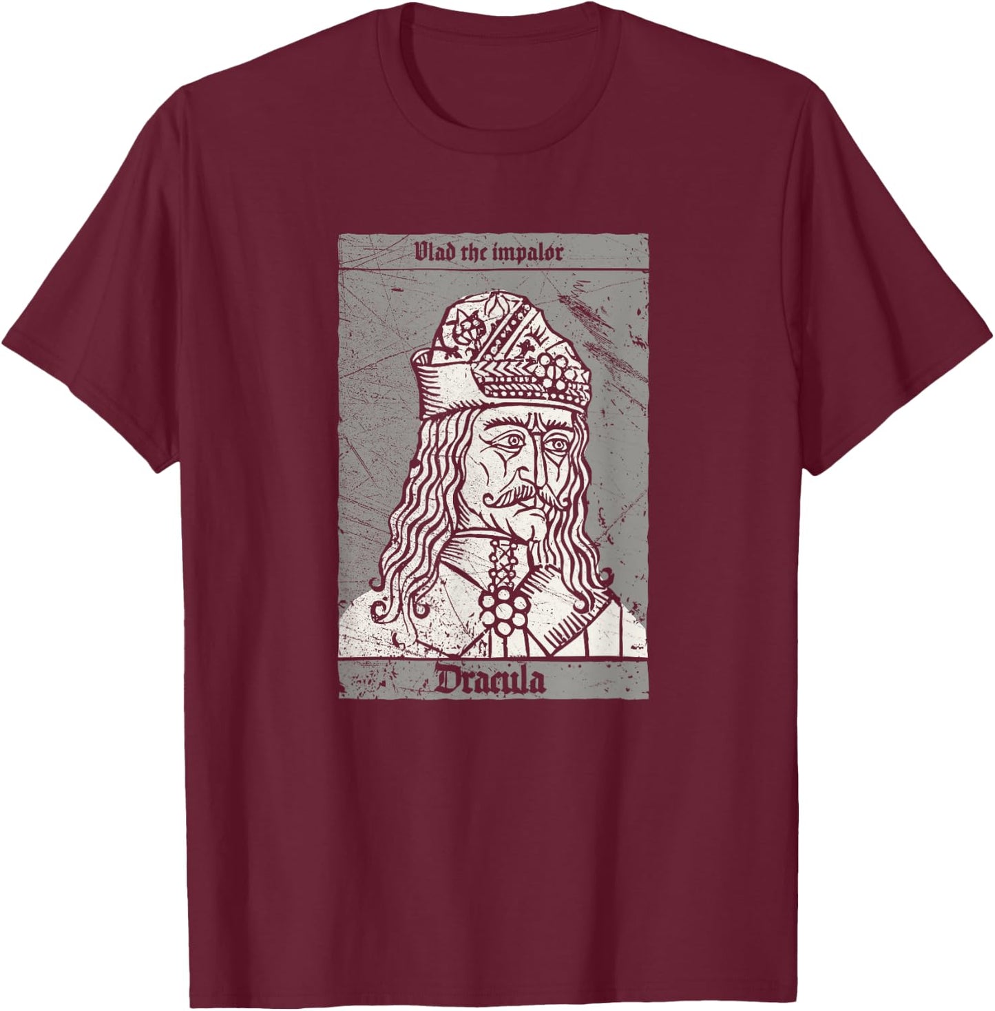 Occult Dracula - Vlad The Impaler Horror Vampire T-Shirt - T-Shirt | Maroon