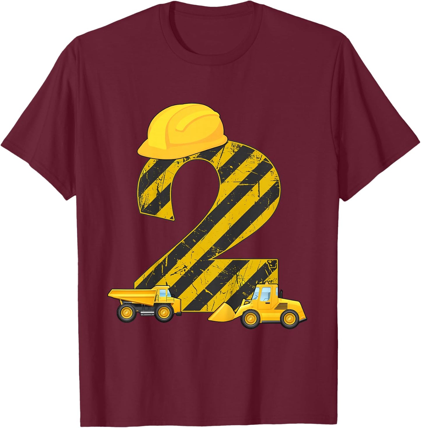 2nd Birthday Digger I 2 Years Builder Excavator Gift T-Shirt - T-Shirt | Maroon
