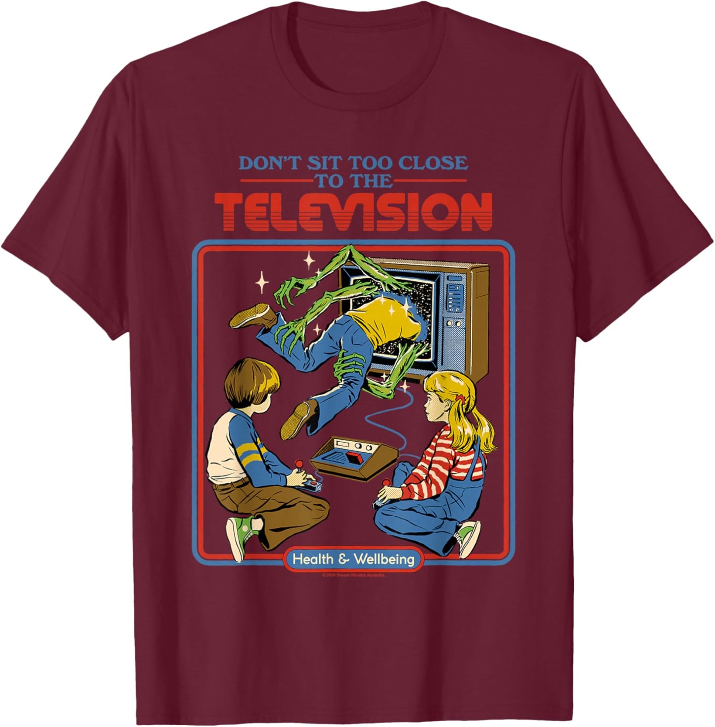 Don't Sit Too Close Monsters Retro Vintage Funny Adult Humor T-Shirt - T-Shirt | Maroon