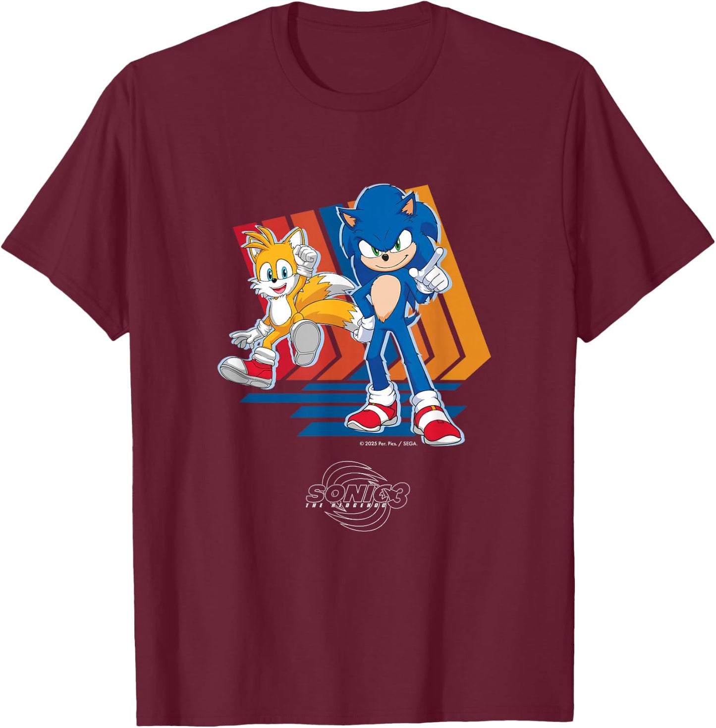 Sonic the Hedgehog 3 - Sonic & Tails T-Shirt - T-Shirt | Maroon