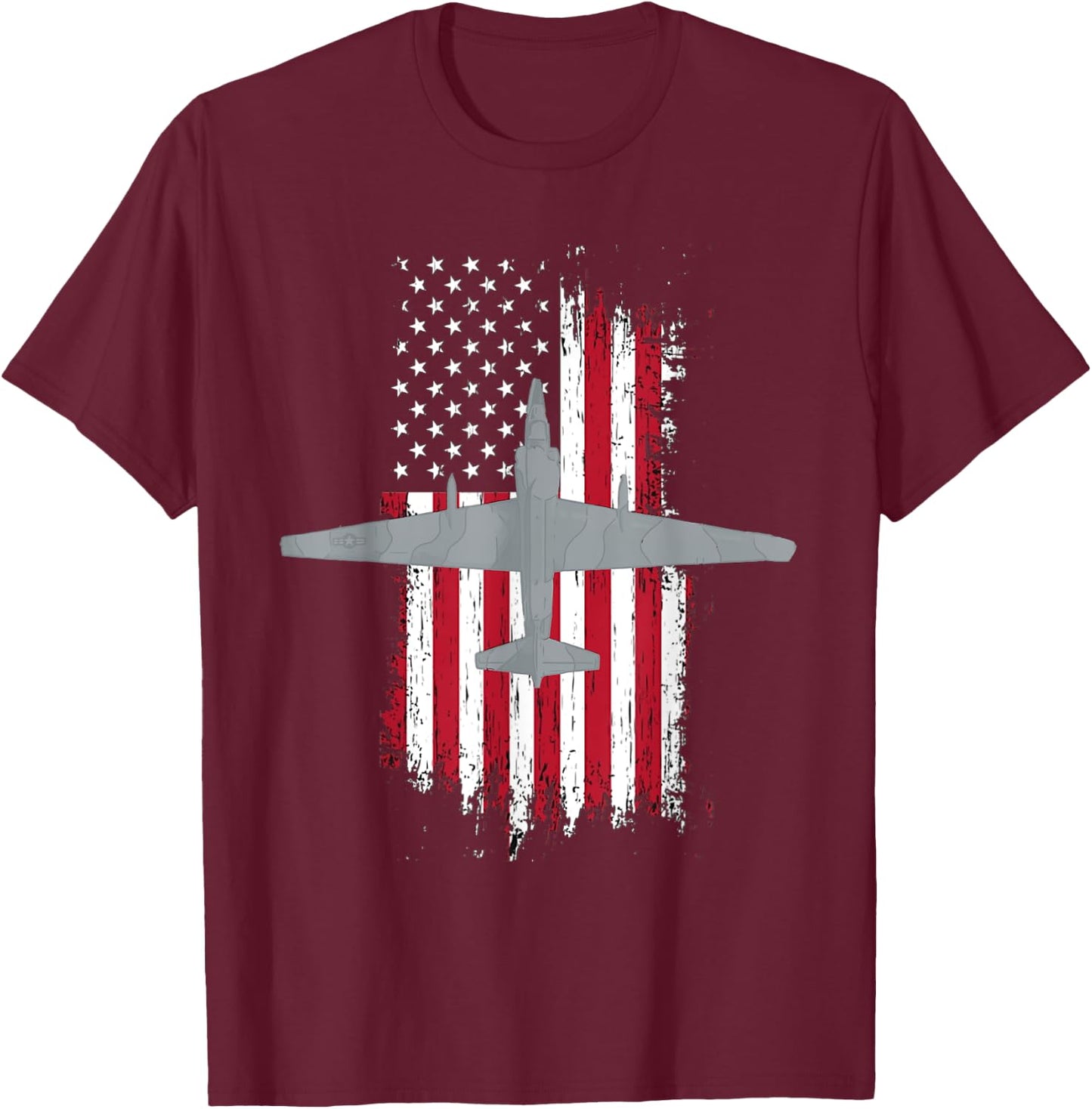 U-2 Dragon Lady Spy Plane American Flag Military Shirt T-Shirt - T-Shirt | Maroon