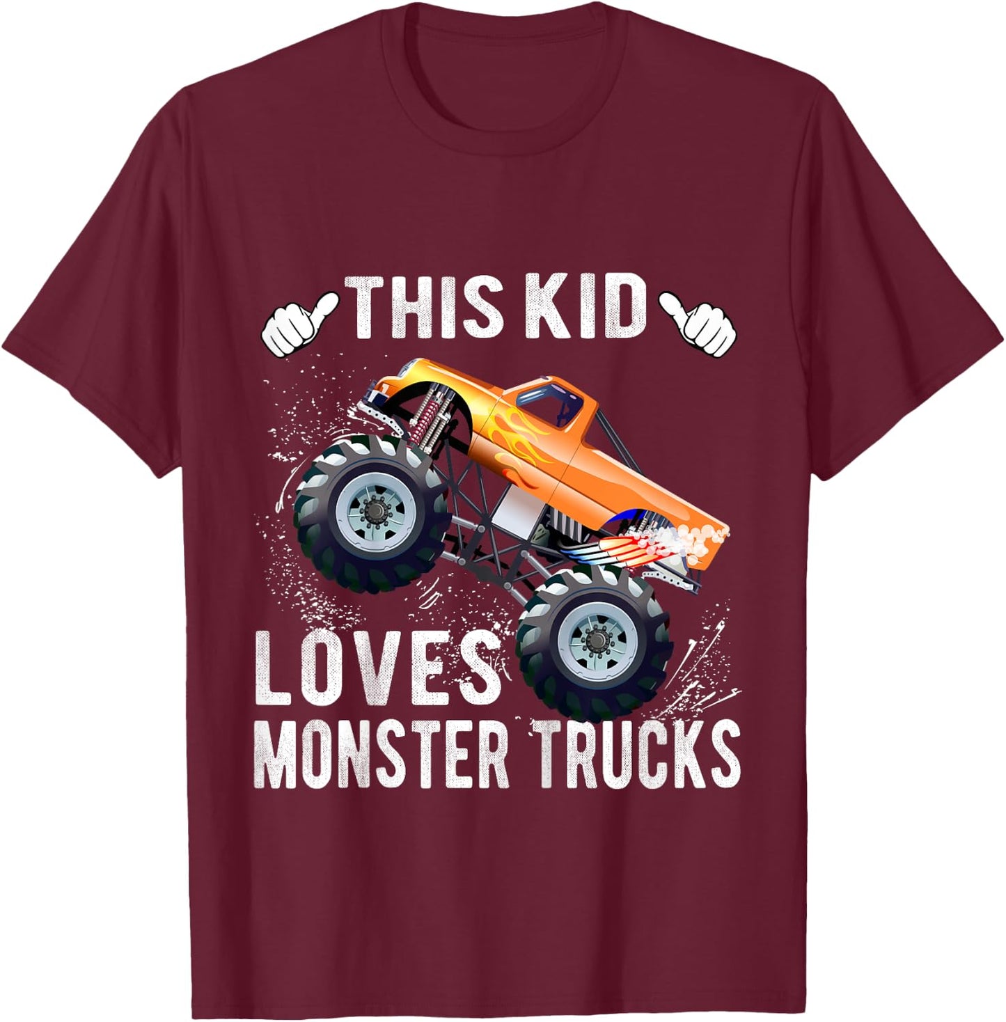 This Kid Loves Monster Trucks Boys and Girls Gift T-Shirt - T-Shirt | Maroon