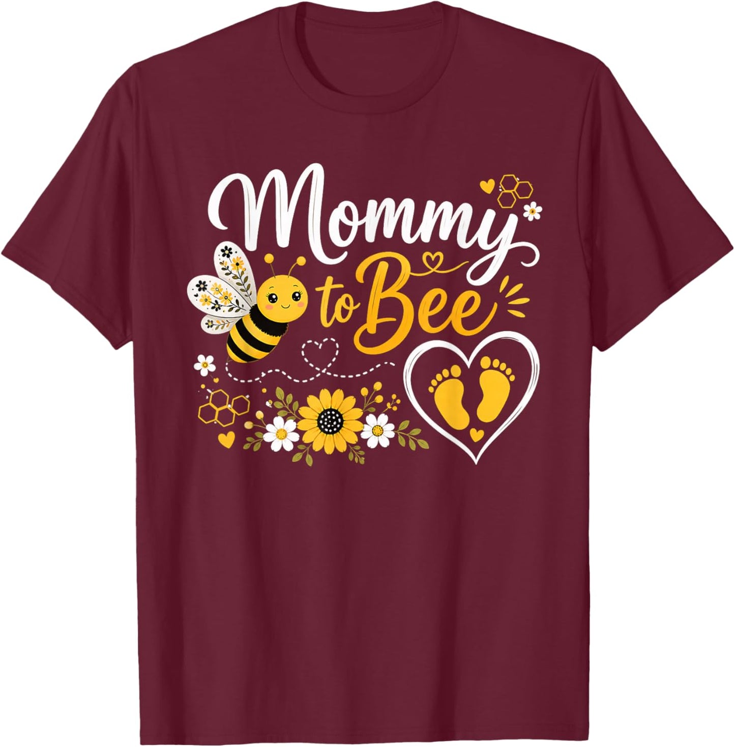 Mommy to Bee New Mom Baby Shower Pregnancy Announcement T-Shirt - T-Shirt | Maroon