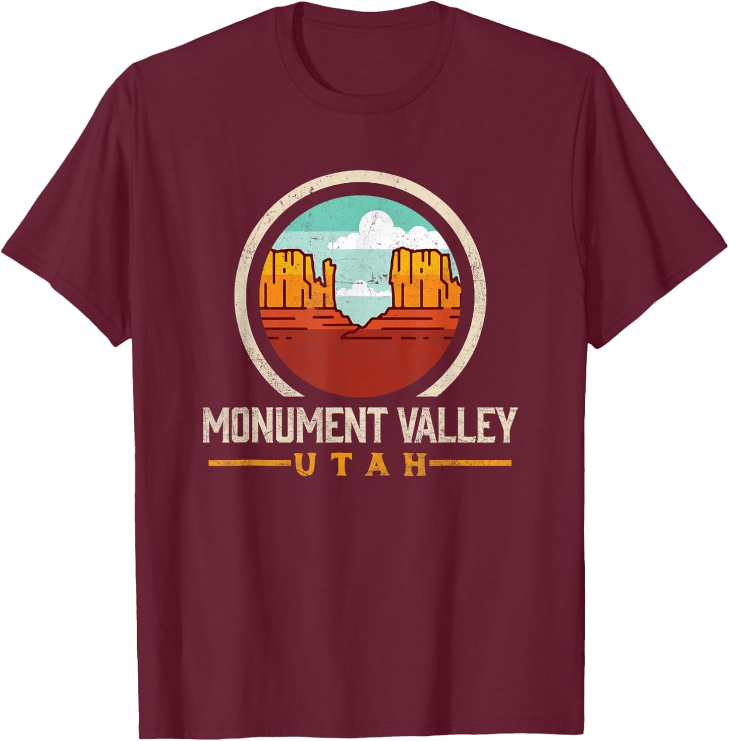 Monument Valley - Classic Vintage Seal Design T-Shirt - T-Shirt | Maroon