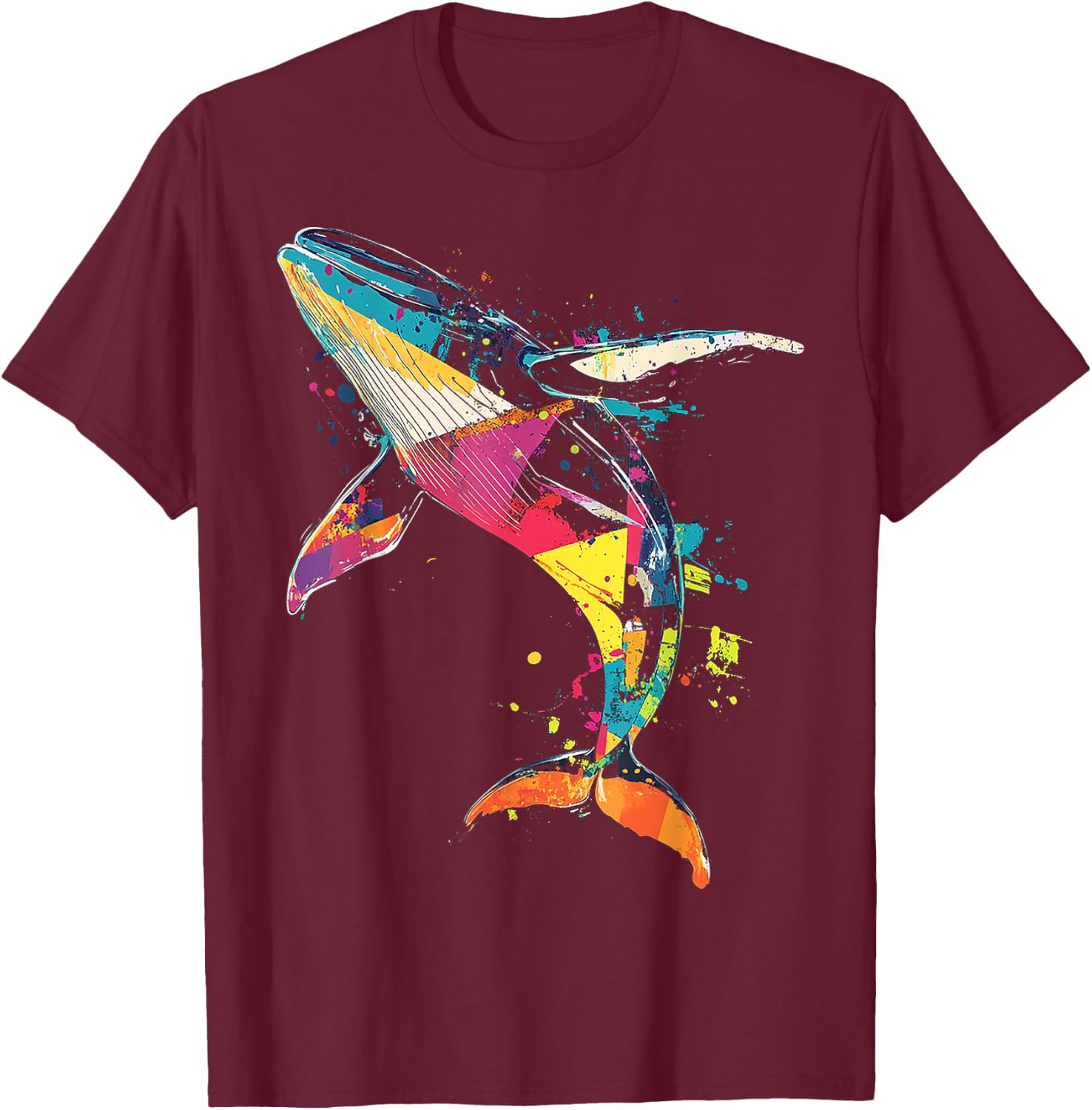 Whale Animal Graphic Art Whale T-Shirt - T-Shirt | Maroon