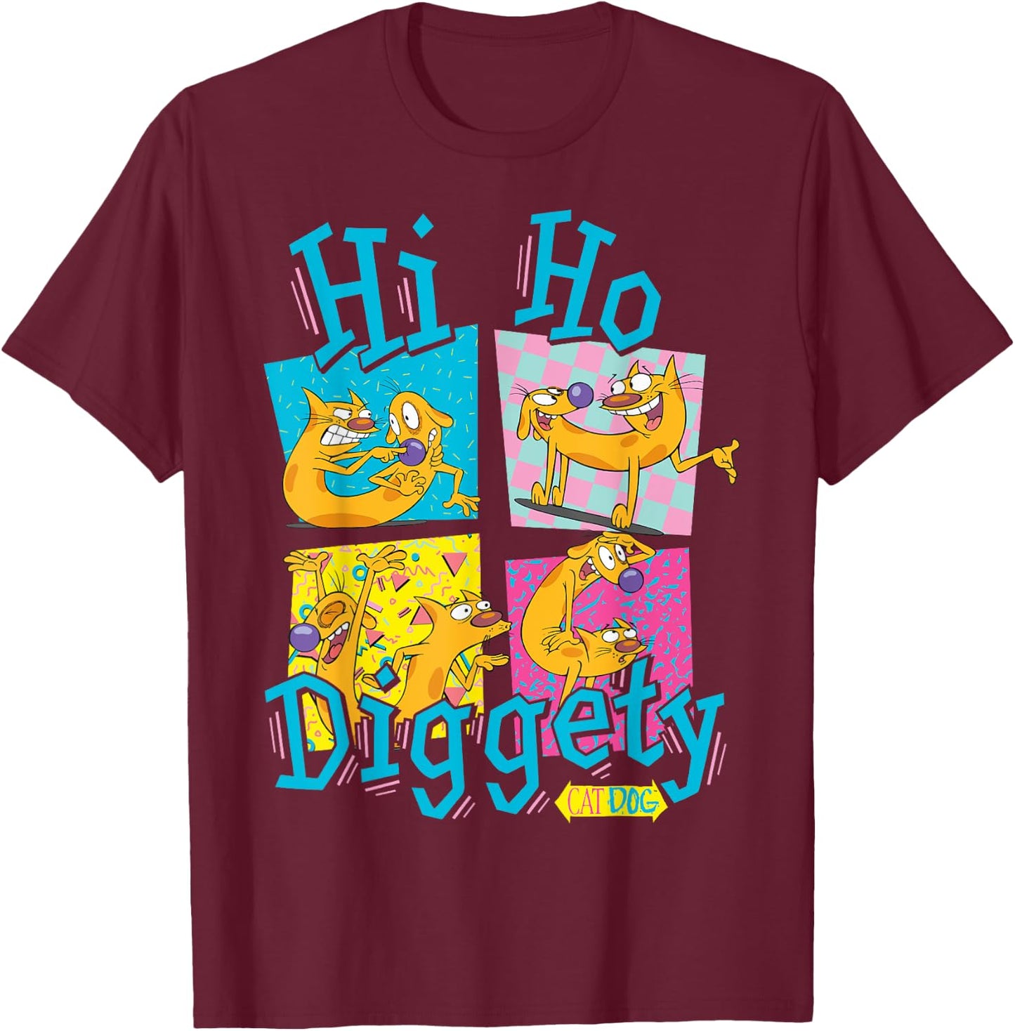 CatDog Hi Ho Diggety Retro Box Up T-Shirt - T-Shirt | Maroon