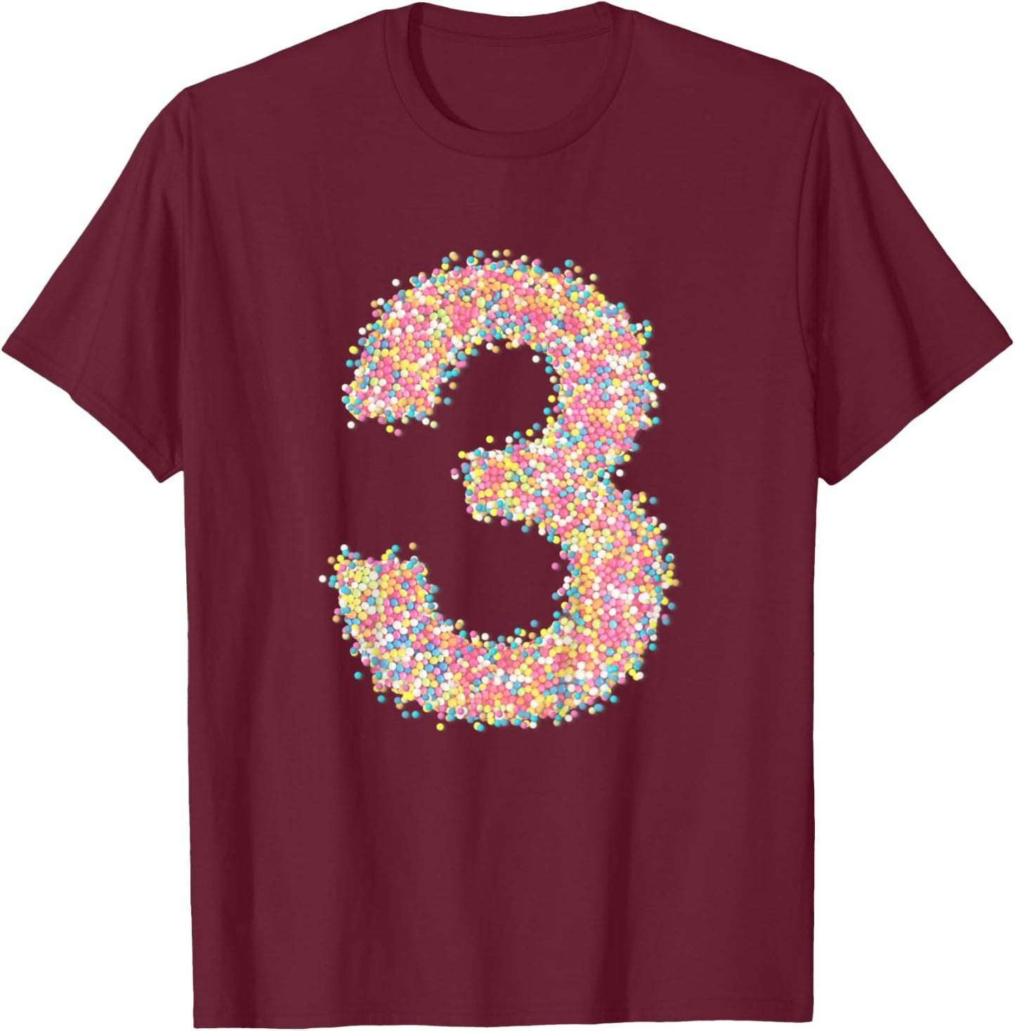 Kids Kids 3rd Birthday Rainbow Sprinkles 3 T-Shirt - T-Shirt | Maroon
