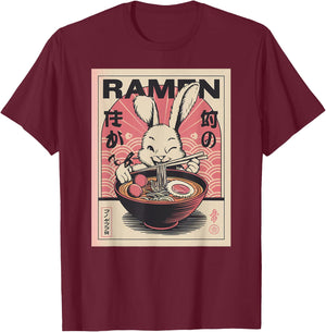Anime Rabbit Manga Kawaii Otaku Neko Japanese Ramen Rabbit T-Shirt - T-Shirt | Maroon