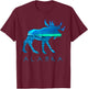 Alaskan Moose with Aurora Borealis Snow Scene T Shirt T-Shirt - T-Shirt | Maroon