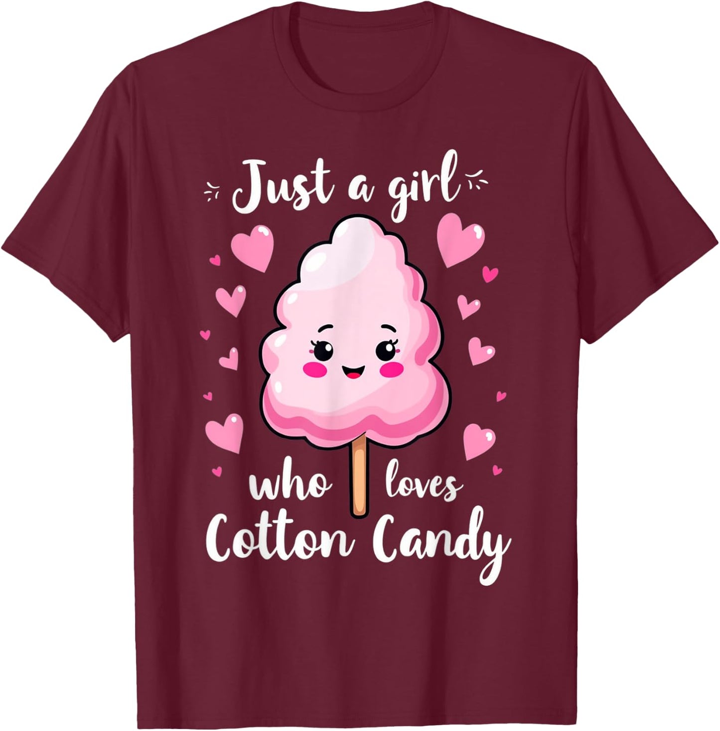 Just a Girl Who Loves Cotton Candy Cute T-Shirt - T-Shirt | Maroon