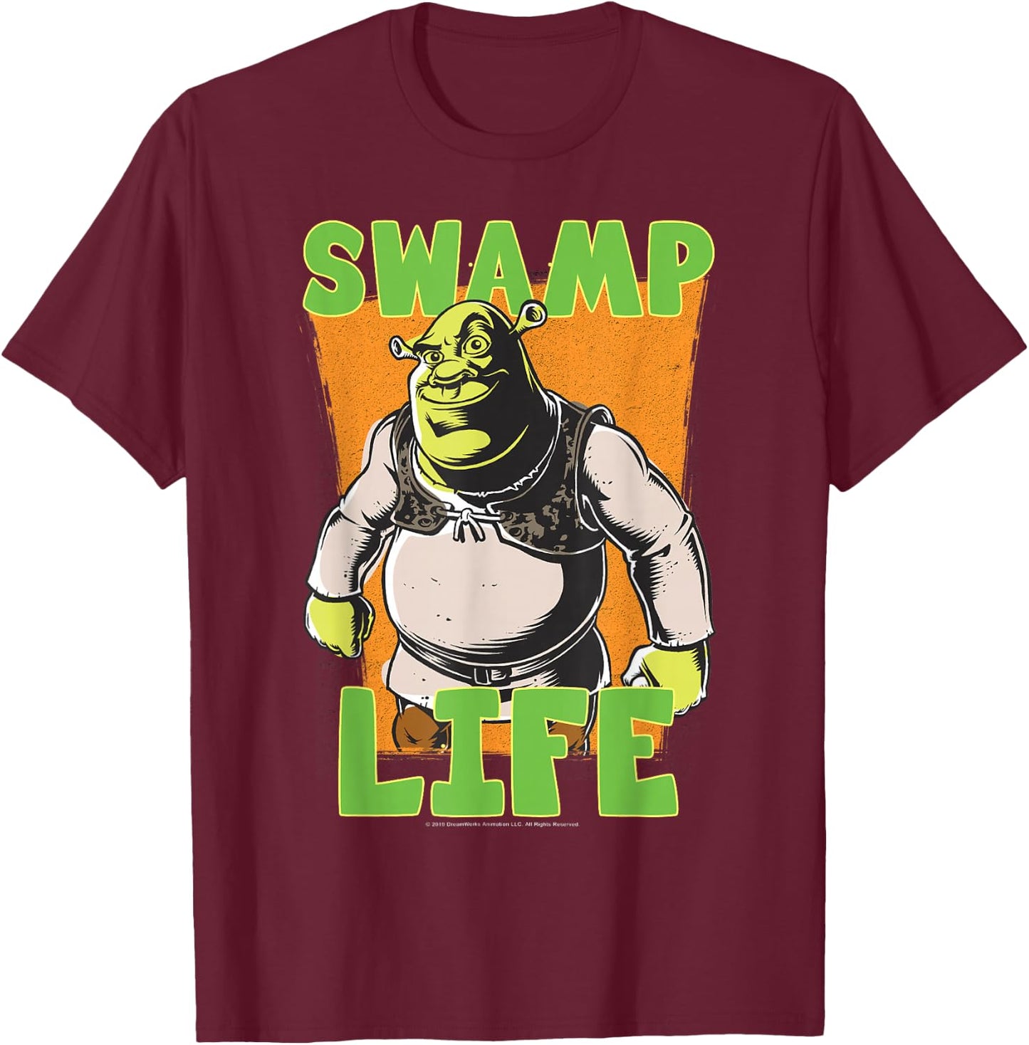 Shrek Cartoon Swamp Life T-Shirt - T-Shirt | Maroon