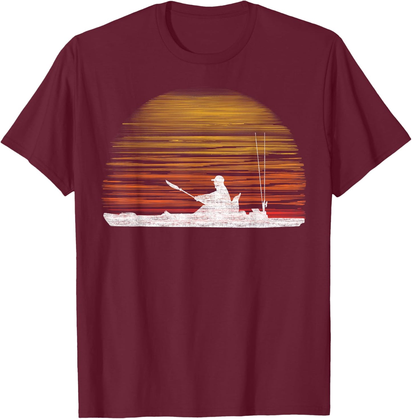 Kayak Fishing Graphic Fisherman Kayaking Angler Vintage T-Shirt - T-Shirt | Maroon