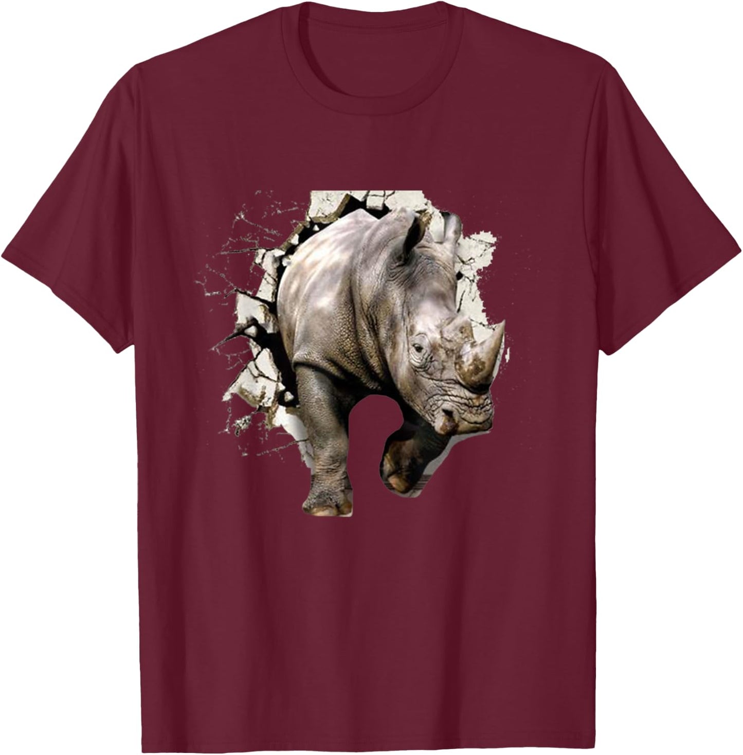 3D Rhino - African Safari Animal Rhinoceros T-Shirt - T-Shirt | Maroon