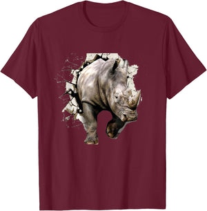 3D Rhino - African Safari Animal Rhinoceros T-Shirt - T-Shirt | Maroon
