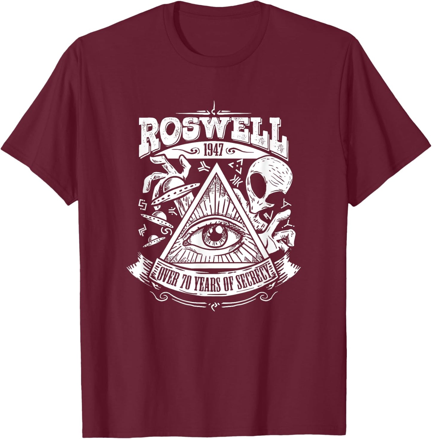 Conspiracy Theory Gifts Roswell Alien Crash Gift An Ancient Astronaut Theorists T-Shirt - T-Shirt | Maroon