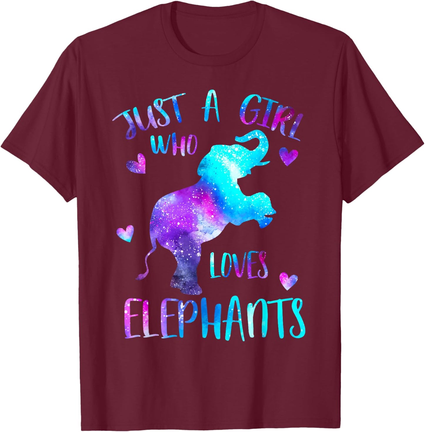 Just a Girl Who Loves Elephants Galaxy Space Elephant Lover T-Shirt - T-Shirt | Maroon