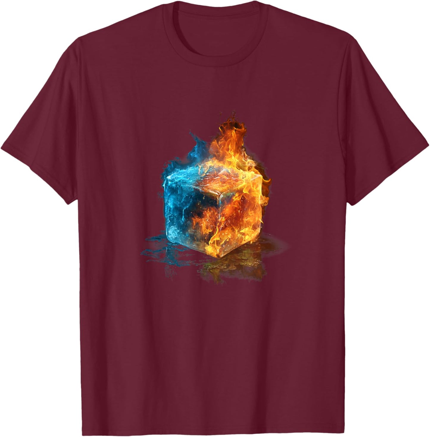 Hot and Cold Cube for ICY Flames Costume Lovers T-Shirt - T-Shirt | Maroon