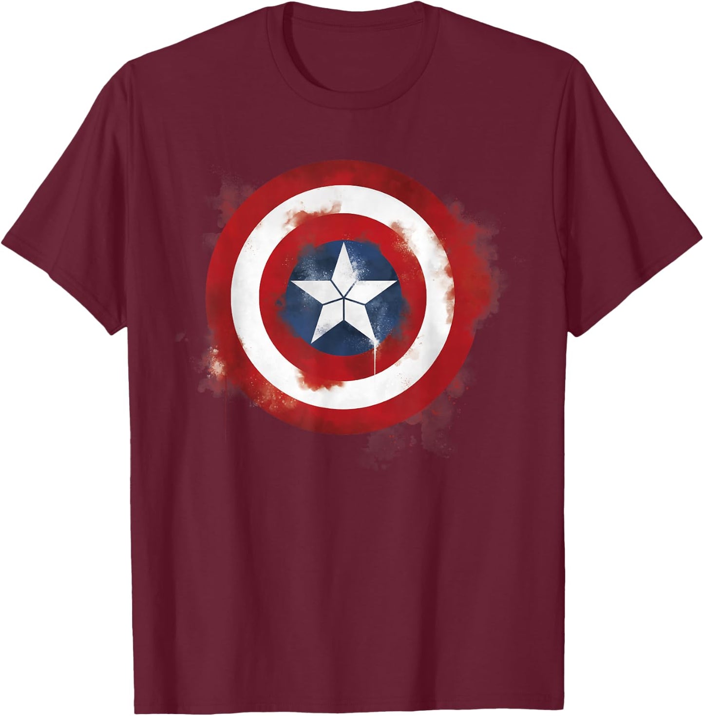 Marvel Avengers Endgame Spray Paint Captain America Logo T-Shirt - T-Shirt | Maroon