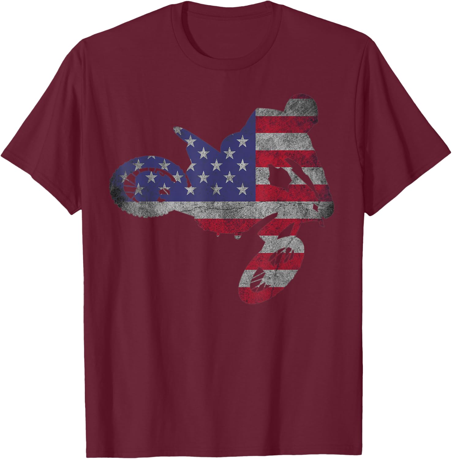 Dirt Bike American Flag | Motocross Enduro Shirt Women Girls Kids Men T-Shirt - T-Shirt | Maroon