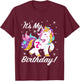 It's My 7th (7 Year Old) Birthday Shirt Girl Unicorn Outfit T-Shirt - T-Shirt | Maroon