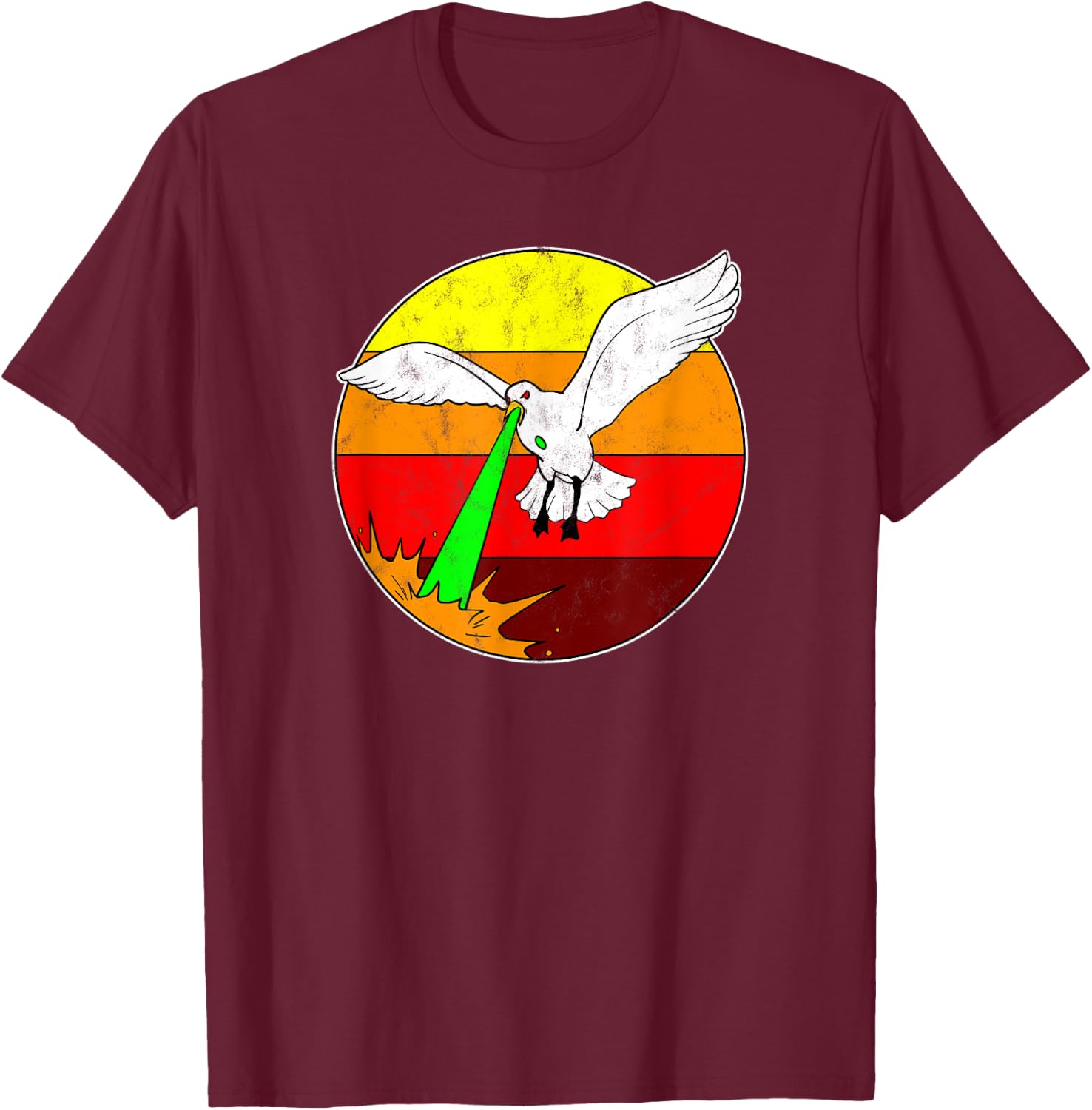 Laser Seagull Funny Retro Seagull T-Shirt - T-Shirt | Maroon